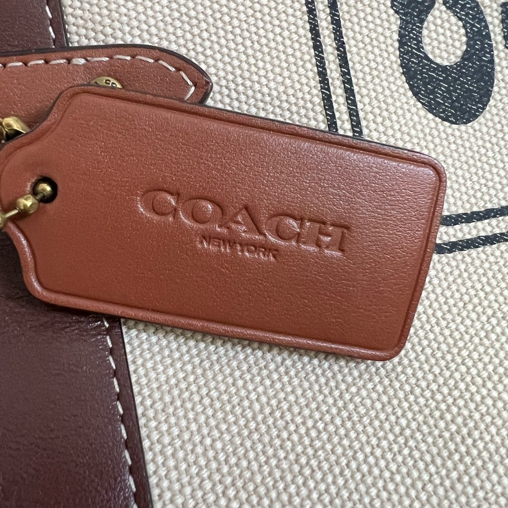 Coach Canvas Tote with Brown Leather Trim - Picture 3 of 16